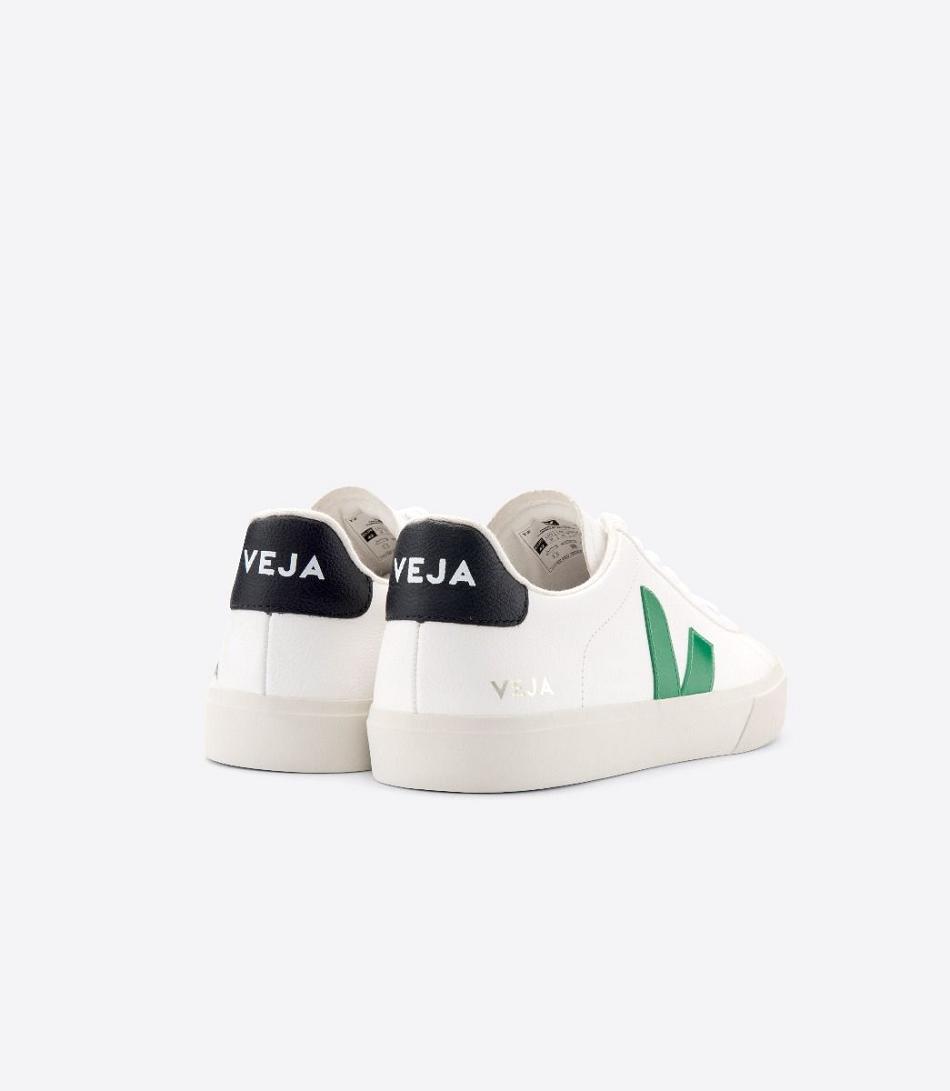 Adults Veja Campo Chromefree Couro Emeraude Outlet Branco Pretas | UPTTG19034