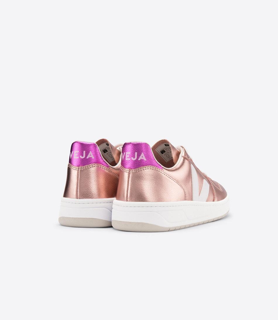 Adults Veja V-10 Couro Nacre Fushia Outlet Branco | BPTSO50497